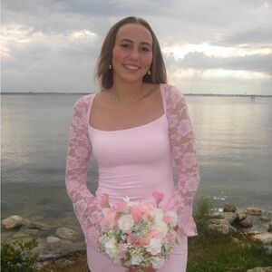 Lucy in the Sky Floral long sleeve dress in pink